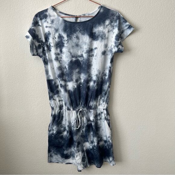 Amazon ANRABESS Tie Dye Short Sleeve Romper smoke space gray pockets - Picture 1 of 9